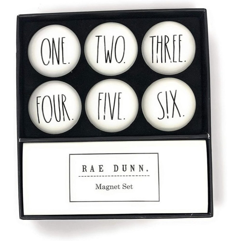 Rae Dunn 6 Glass Dome Magnet Set (One, Two, Three, Four, Five, Six)